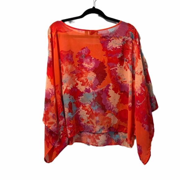 a.n.a Tops - ANA sheer multicolor blouse in a vibrant red and pink floral